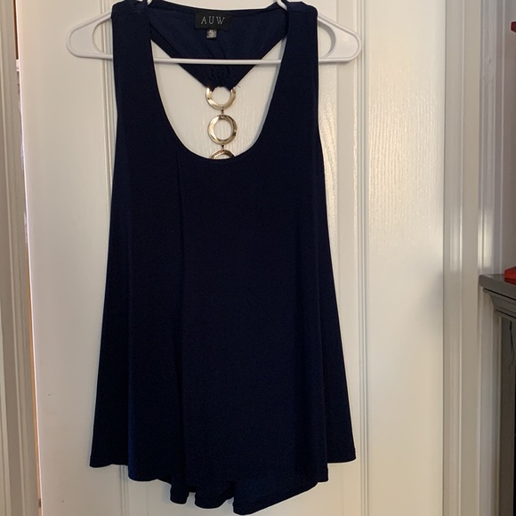 AUW brand Sleeveless Blouse with 3 Gold Rings down the back - Picture 5 of 5